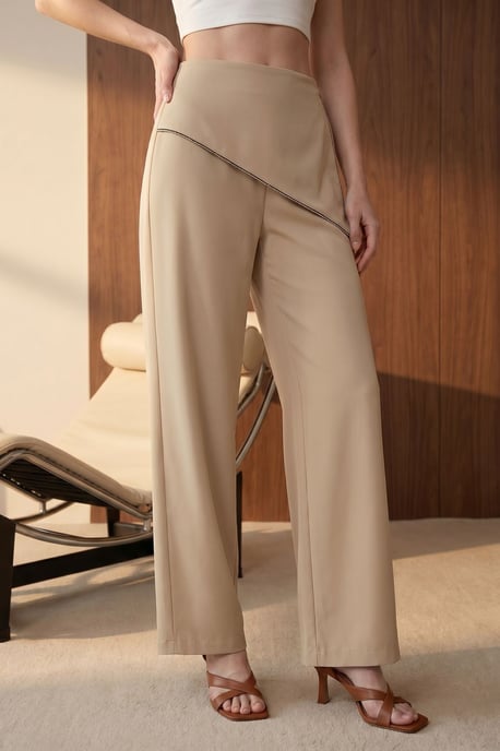 Hoge taille wijde broek van crêpe - Image 3