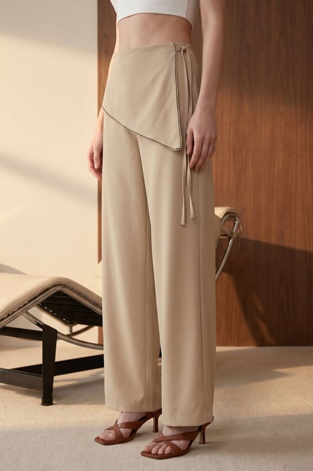 Hoge taille wijde broek van crêpe - Image 4