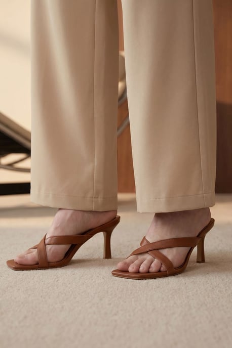Hoge taille wijde broek van crêpe - Image 5