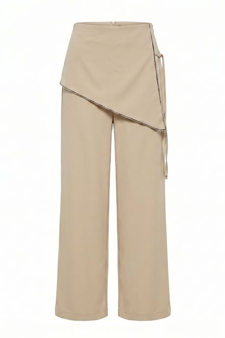 Hoge taille wijde broek van crêpe - Image 6