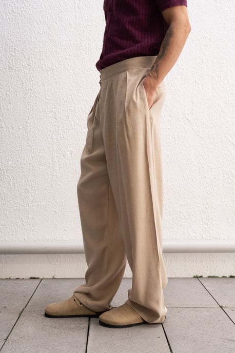 Heren hoge taille wijde been gebreide broek - Image 3