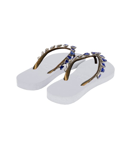 Hartvormige blauwe teenslippers wit - Image 3