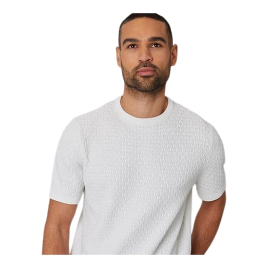 Threadbare Heren Textured Rib Knit Regular T-shirt (Ecru) - Image 2