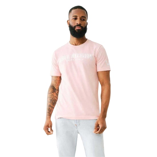 True Religion Heren Logo Foil Crew Neck T-Shirt (Roze) - Image 1