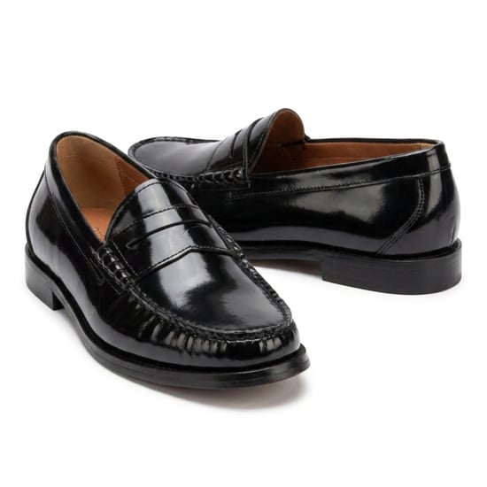 Justin Reess Zwarte Leren Penny Gepolijste Loafers Schoenen voor mannen - Joseph - Image 3