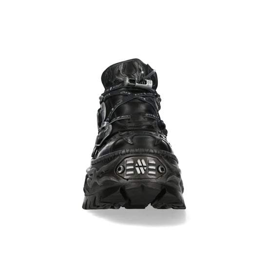 Nieuwe Rock Black Leather Gothic Biker Platform Enkellaarzen - NEWWALL020-C4 - Image 5