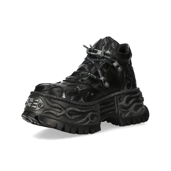 Nieuwe Rock Black Leather Gothic Biker Platform Enkellaarzen - NEWWALL020-C4 - Image 6