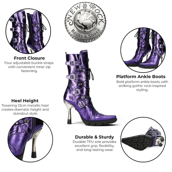 New Rock dames paarse leren gotische hoge hakken laarzen - M-9373-C16 - Image 2