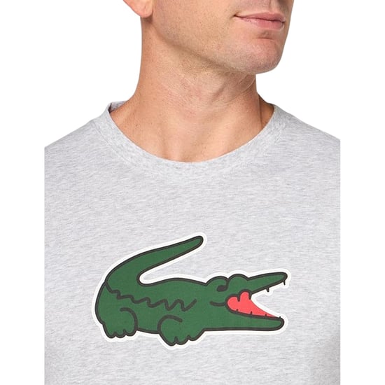 Lacoste Heren Krokodillenprint Katoen Regular T-shirt (Zilver/Groen) - Image 3