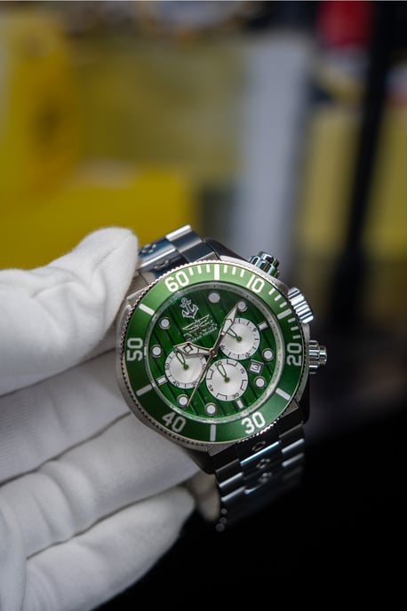 Invicta Ocean Voyage 47833 Herenhorloge - Quartz Uurwerk - Roestvrij Staal met Groene Wijzerplaat - 51 mm - Image 2