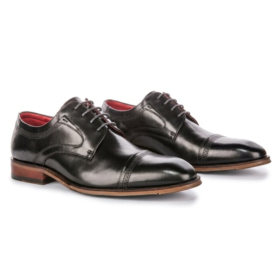 Justin Reess herenschoenen gepolijst zwart leren cap toe derby schoenen - Everett - Image 3