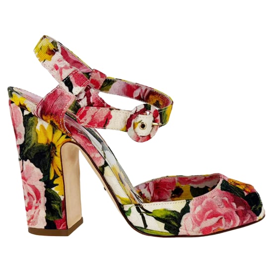 Dolce & Gabbana Bloemenprint Peep-Toe Sandalen Hakken in Multicolor Canvas - Image 1