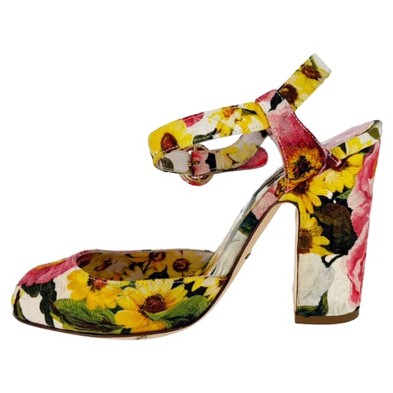 Dolce & Gabbana Bloemenprint Peep-Toe Sandalen Hakken in Multicolor Canvas - Image 3