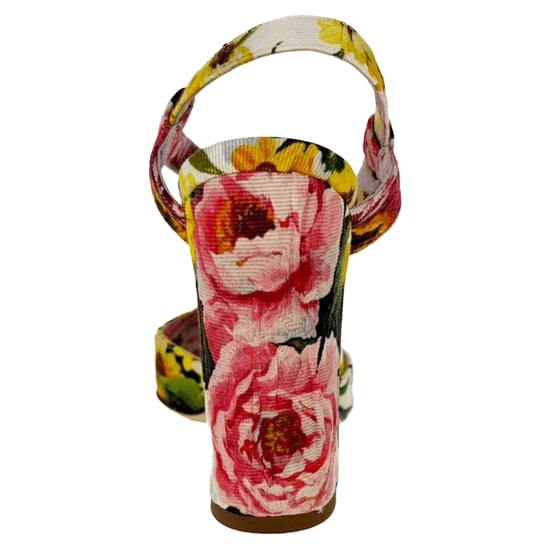 Dolce & Gabbana Bloemenprint Peep-Toe Sandalen Hakken in Multicolor Canvas - Image 4