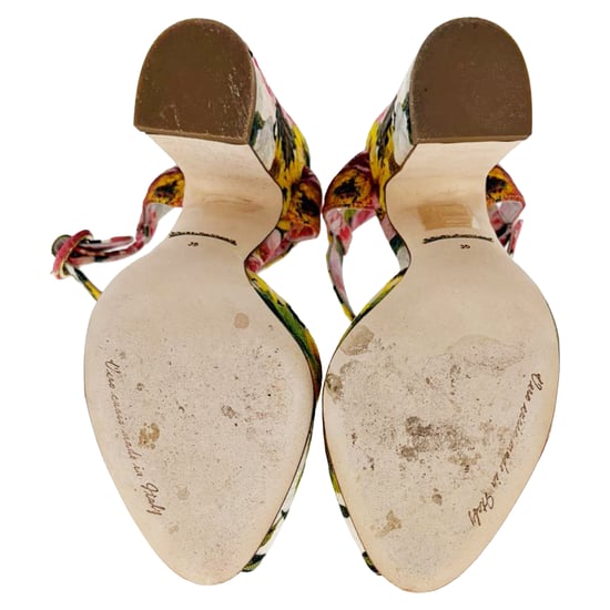 Dolce & Gabbana Bloemenprint Peep-Toe Sandalen Hakken in Multicolor Canvas - Image 5