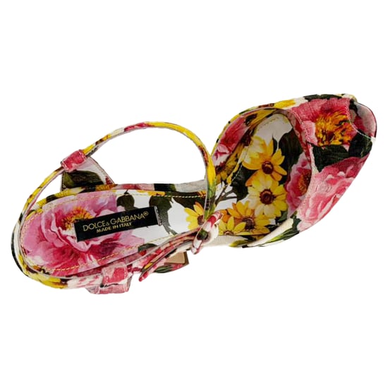 Dolce & Gabbana Bloemenprint Peep-Toe Sandalen Hakken in Multicolor Canvas - Image 6