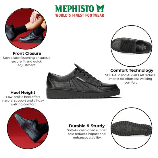 Mephisto Rainbow Leren Zwarte Wandelschoenen voor mannen - Mamouth 714 - Image 2