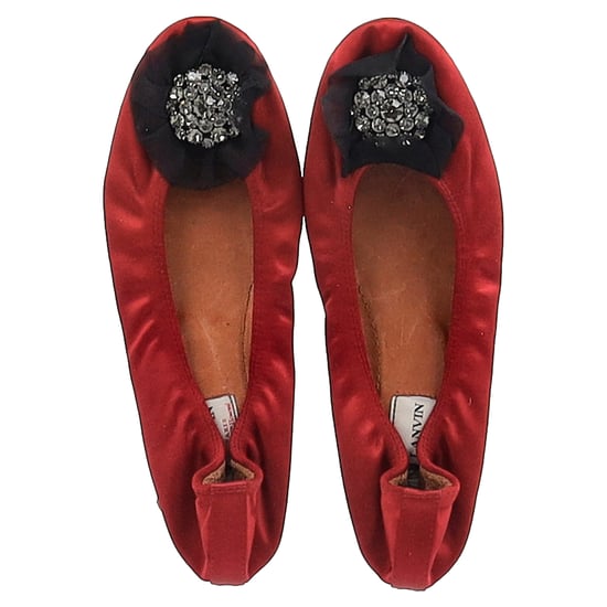 Lanvin ballerina's met brocheversiering in rood satijn - Image 3