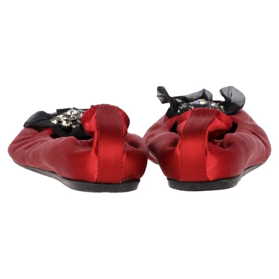 Lanvin ballerina's met brocheversiering in rood satijn - Image 5