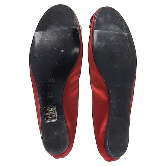 Lanvin ballerina's met brocheversiering in rood satijn - Image 6