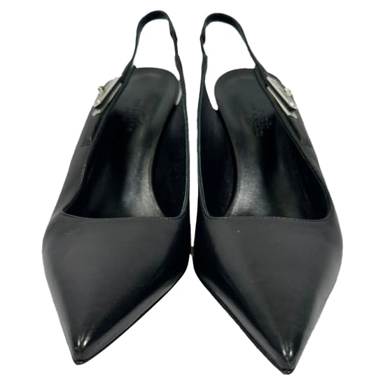 Hermès Lover 80 Slingback Pumps in Zwart Leer - Image 2
