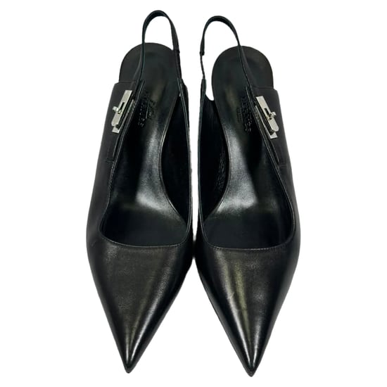 Hermès Lover 80 Slingback Pumps in Zwart Leer - Image 3
