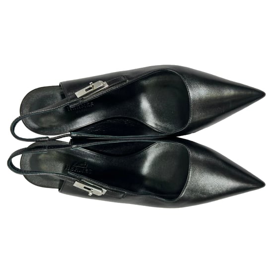 Hermès Lover 80 Slingback Pumps in Zwart Leer - Image 6