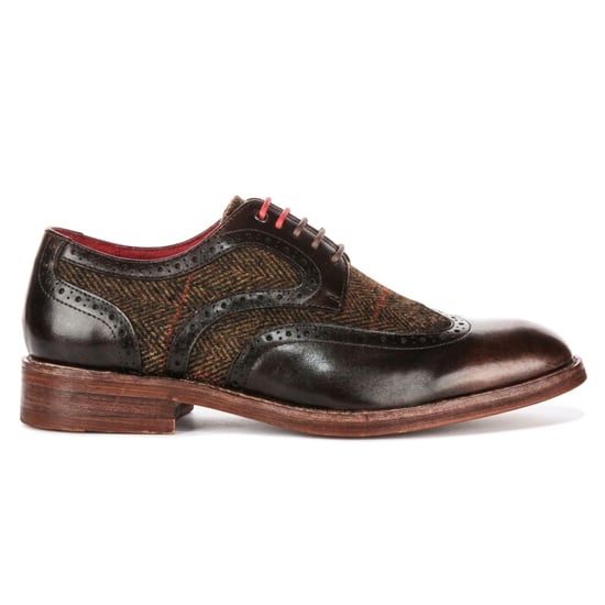 Justin Reess bruine leren tweed brogue schoenen voor mannen - Arlo - Image 1