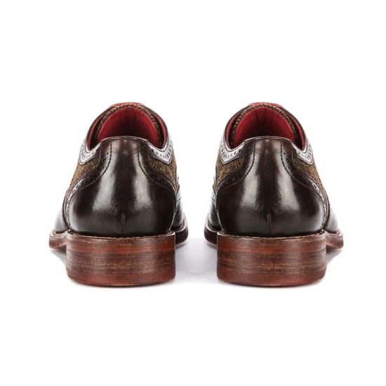 Justin Reess bruine leren tweed brogue schoenen voor mannen - Arlo - Image 4