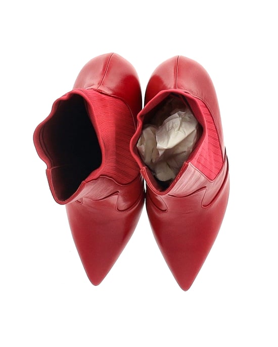 Fendi Rockoko stretchgebreide soklaarzen in rood leer - Image 4