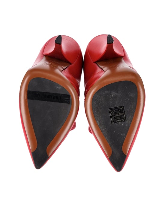 Fendi Rockoko stretchgebreide soklaarzen in rood leer - Image 6