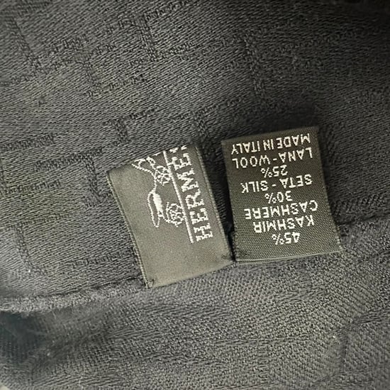 Hermès H Logo Accent Sjaal in Zwarte Kasjmier - Image 3