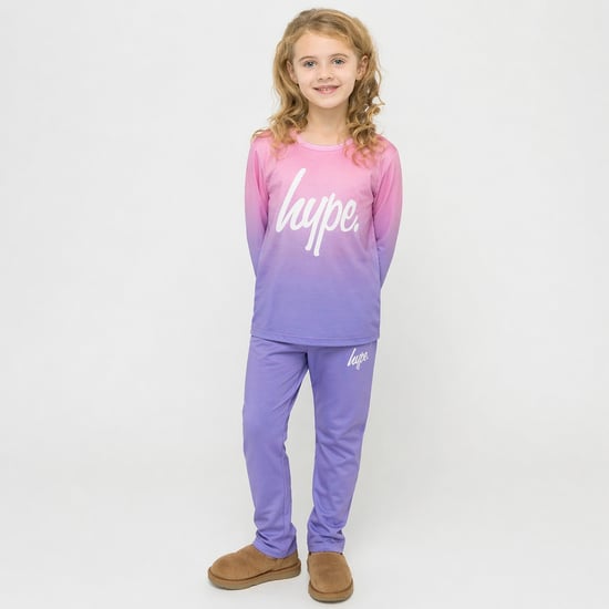 Meisjes Pyjama Set Kinderen Roze Pastel Vervaging Zachte Slaapoutfit Loungeset - Image 5
