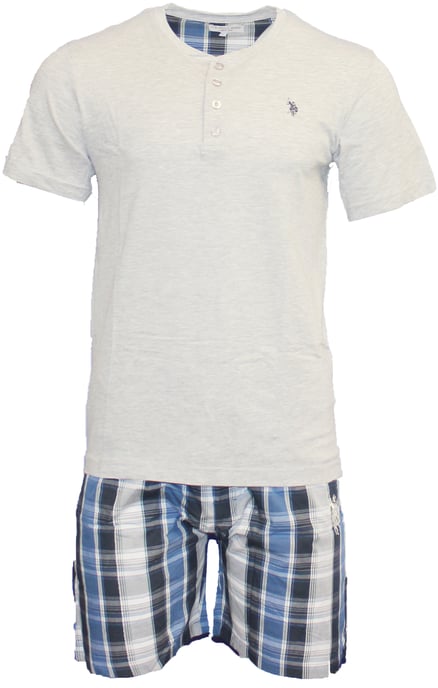 US Polo Assn Men's Short Sleeve Pajamas in Blue/Dark Grey - Image 1