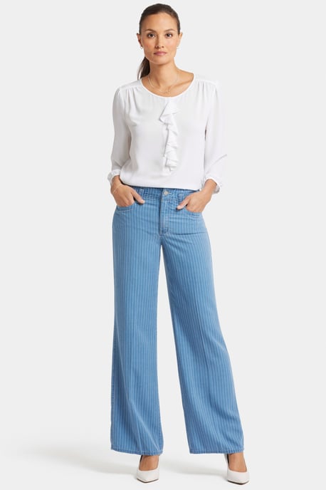 High Rise Teresa Wijde Pijpen Jeans Lichtblauw Gestreepte Premium Denim - Image 5