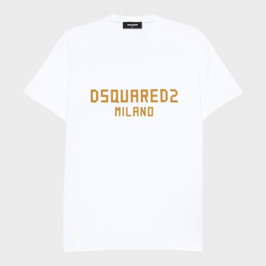 Dsquared2 Milano Logo T-Shirt Print Wit Oker - Image 1