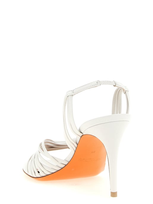 Santoni Witte Leren Stiletto Hak Sandalen - Image 3