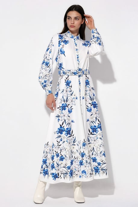Bloemrijke Maxi Hemdress met Ceintuur - Image 1
