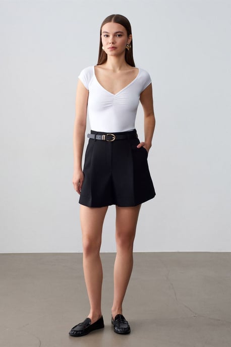 Vrouwen Slim Fit V-Hals Katoenen T-Shirt - Image 4