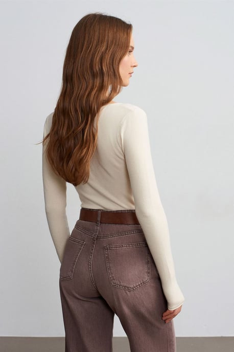Slim Fit V-hals Ribbels Trui - Image 2