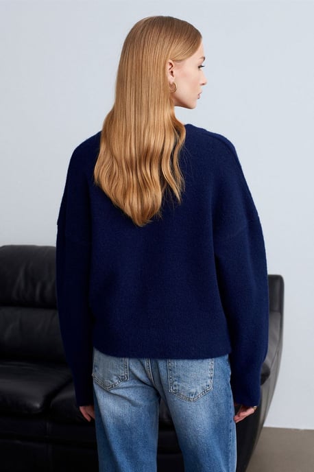 Vrouwen V-hals Geribbelde Breisweater - Image 2