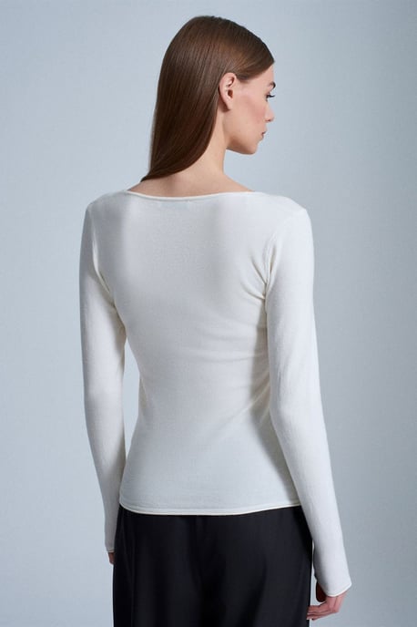 Slim Fit V-hals Geribbelde Trui - Image 4