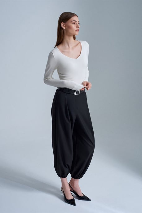Slim Fit V-hals Geribbelde Trui - Image 5