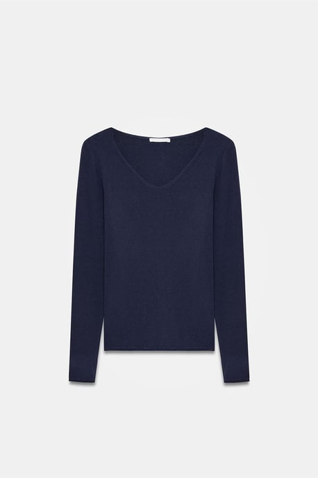 Slim Fit V-hals Geribbelde Gebreide Trui - Image 5