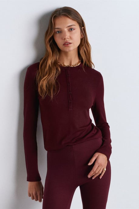Slim Fit V-hals Knopenblouse - Image 1