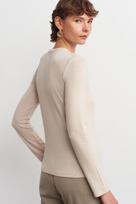 Slim Fit V-hals Knopenblouse - Image 2