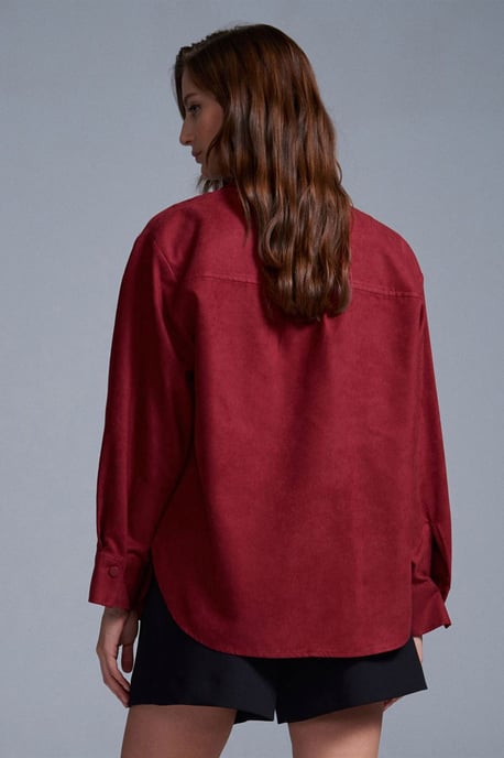 Dames Faux Suède Ontspannen Shirt - Image 2