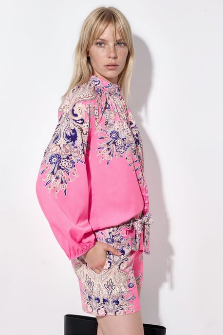 Paisley Woven Jumpsuit Met Strikdetail - Image 3