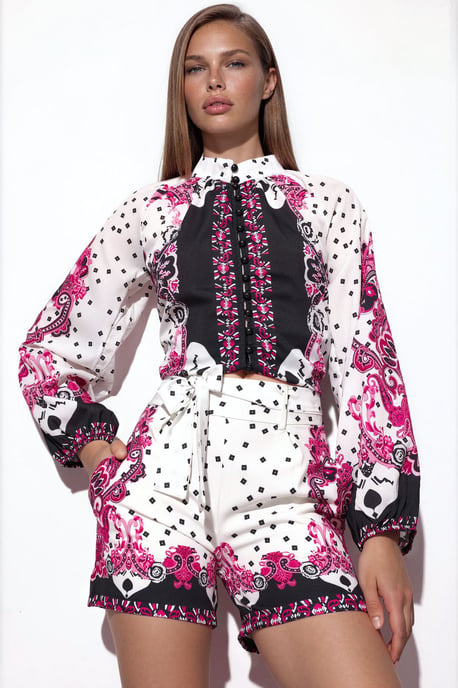 Paisley Geweven Playsuit Met Strikdetail - Image 2
