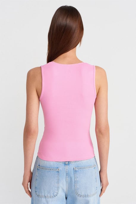 Mouwloze Kant Geribbelde V-hals Blouse - Image 2